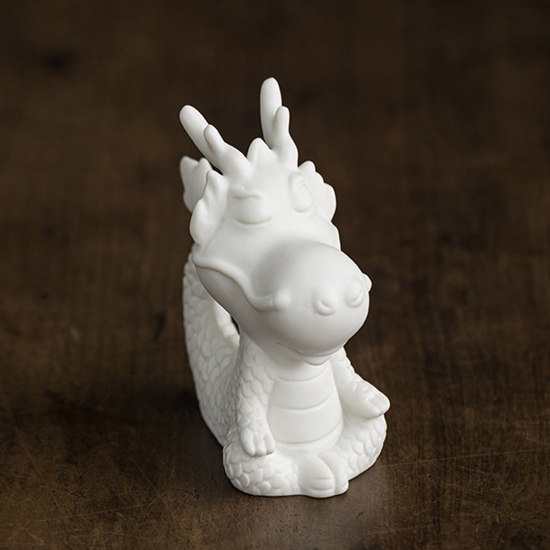 Buddha Stones, año del dragón, suerte, porcelana blanca, cerámica, té, mascota, decoración del hogar - Dragón meditador 4,3 cm x 5,9 cm x 8,6 cm - image 14