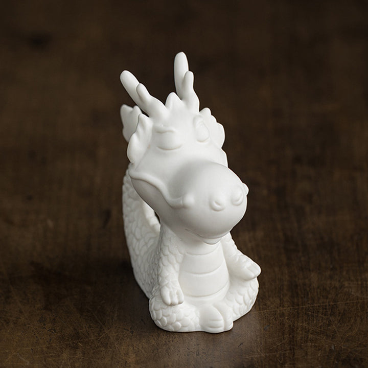 Buddha Stones, año del dragón, suerte, porcelana blanca, cerámica, té, mascota, decoración del hogar - Dragón meditador 4,3 cm x 5,9 cm x 8,6 cm - image 14