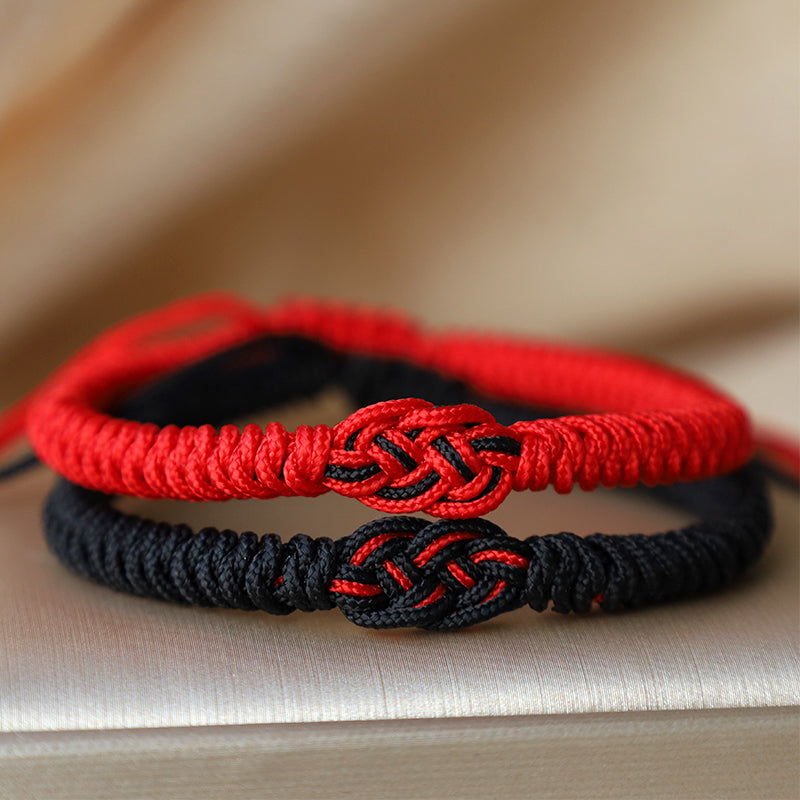 Pulsera de cuerda de protección con nudo chino de la suerte tibetana, Buddha Stones , 2 uds.