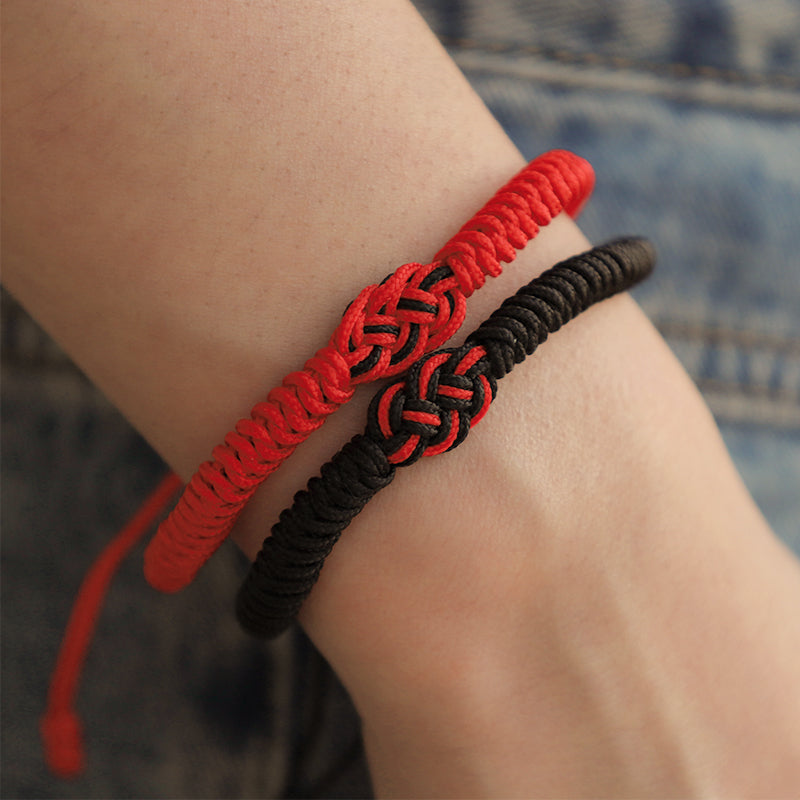Pulsera de cuerda de protección con nudo chino de la suerte tibetana, Buddha Stones , 2 uds.