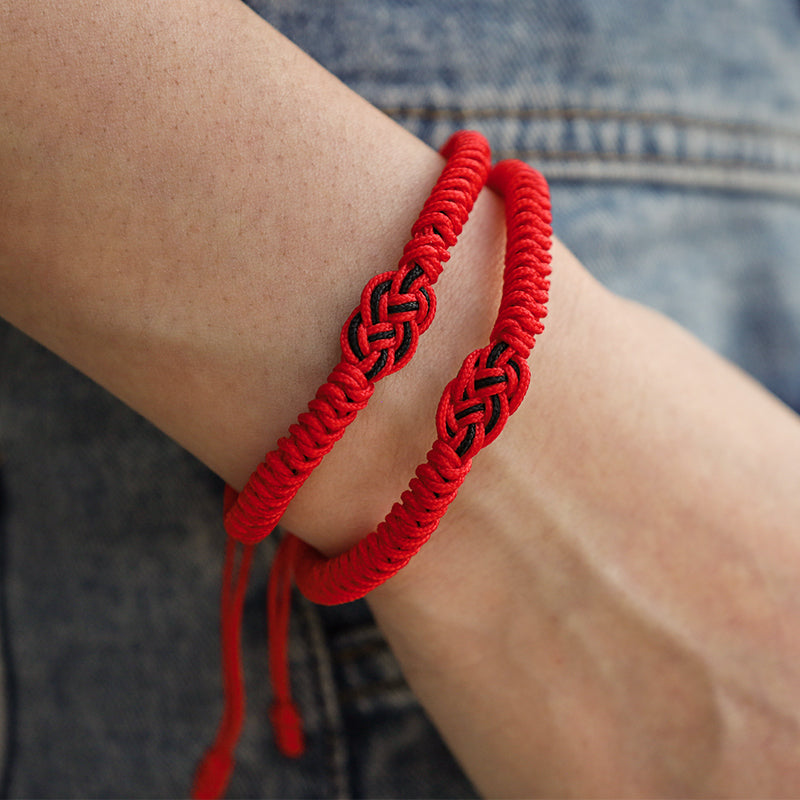 Pulsera de cuerda de protección con nudo chino de la suerte tibetana, Buddha Stones , 2 uds.