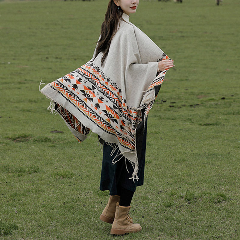 Mantón tibetano de Buddha Stones, geometría colorida, bufanda de viaje acogedora para invierno - image 7