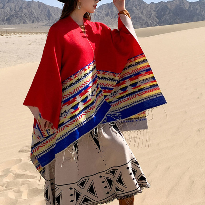 Mantón tibetano de Buddha Stones, geometría colorida, bufanda de viaje acogedora para invierno - image 21