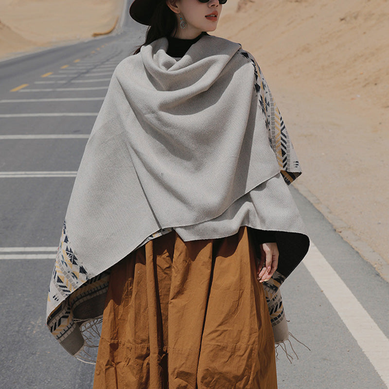 Mantón tibetano de Buddha Stones, geometría colorida, bufanda de viaje acogedora para invierno - image 26