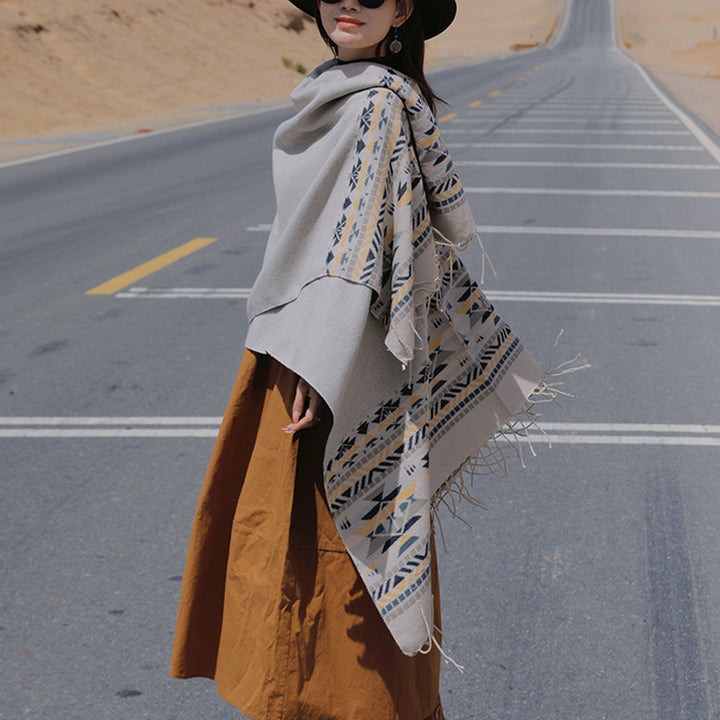 Mantón tibetano de Buddha Stones, geometría colorida, bufanda de viaje acogedora para invierno - image 27