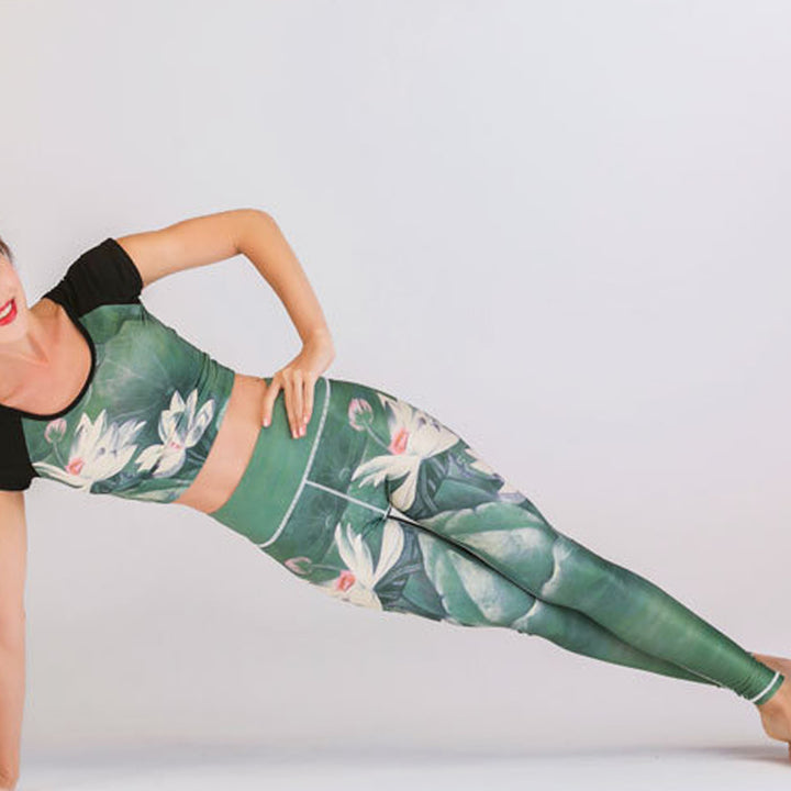 Buddha Stones 2 Piezas Lotus Phoenix Flores de Primavera Pavo Real Top Pantalones Deportes Fitness Yoga Conjuntos de Yoga para Mujer - image 3