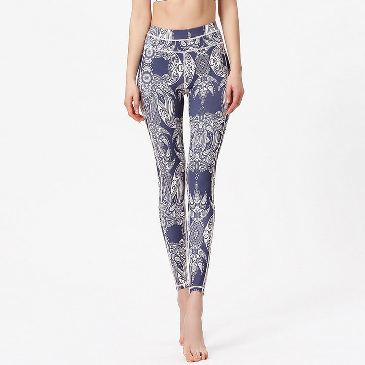 Buddha Stones Flores Hojas Pantalones Deportes Fitness Yoga Leggings Mujer Yoga Pantalones - Blanco lavanda - US8-10, UK/AU12-14, EU40-42 (XL) - image 0