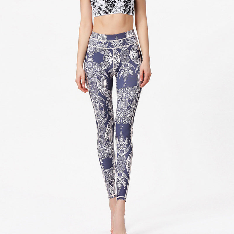 Buddha Stones Flores Hojas Pantalones Deportes Fitness Yoga Leggings Mujer Yoga Pantalones - image 3