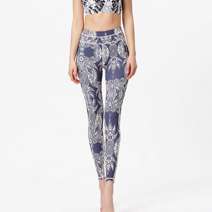 Buddha Stones Flores Hojas Pantalones Deportes Fitness Yoga Leggings Mujer Yoga Pantalones - image 3