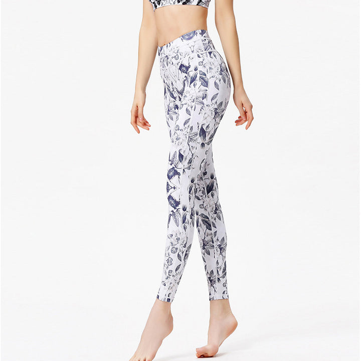 Buddha Stones Flores Hojas Pantalones Deportes Fitness Yoga Leggings Mujer Yoga Pantalones - image 6