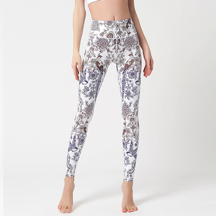 Buddha Stones Flores Hojas Pájaros Pantalones Deportes Fitness Yoga Leggings Mujer Yoga Pantalones - Pájaros de flores blancas - US8-10, UK/AU12-14, EU40-42 (XL) - image 19