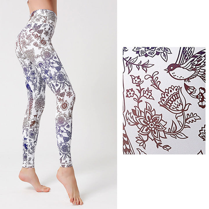 Buddha Stones Flores Hojas Pájaros Pantalones Deportes Fitness Yoga Leggings Mujer Yoga Pantalones - image 22