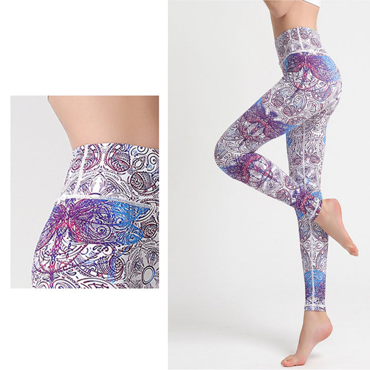 Buddha Stones Flores Hojas Pájaros Pantalones Deportes Fitness Yoga Leggings Mujer Yoga Pantalones - image 5