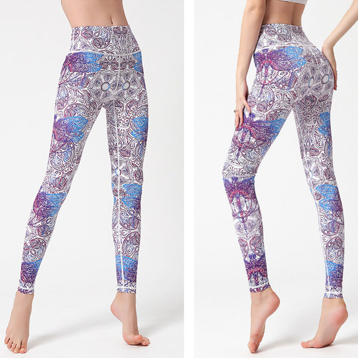 Buddha Stones Flores Hojas Pájaros Pantalones Deportes Fitness Yoga Leggings Mujer Yoga Pantalones - image 3
