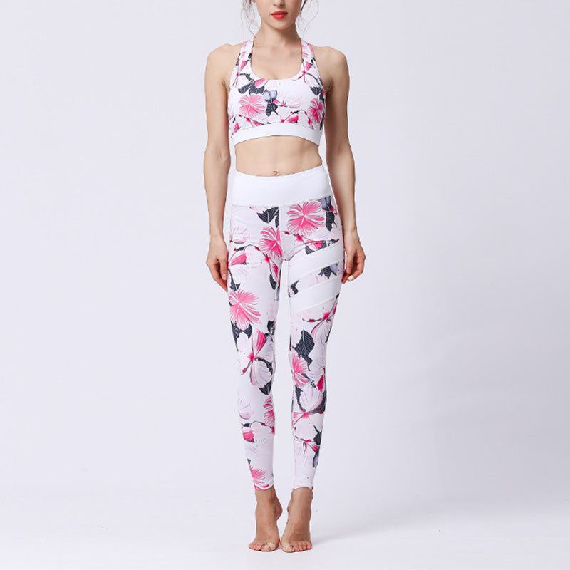 Buddha Stones 2 piezas girasol flores hojas top pantalones deportes fitness yoga mujeres yoga conjuntos - Pétalo rosa - US8-10, UK/AU12-14, EU40-42 (XL)  - image 44