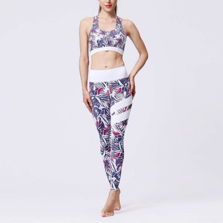 Buddha Stones 2 piezas girasol flores hojas top pantalones deportes fitness yoga mujeres yoga conjuntos - Flor morada blanca - US8-10, UK/AU12-14, EU40-42 (XL)  - image 49