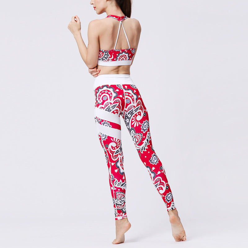 Buddha Stones 2 piezas girasol flores hojas top pantalones deportes fitness yoga mujeres yoga conjuntos - image 3