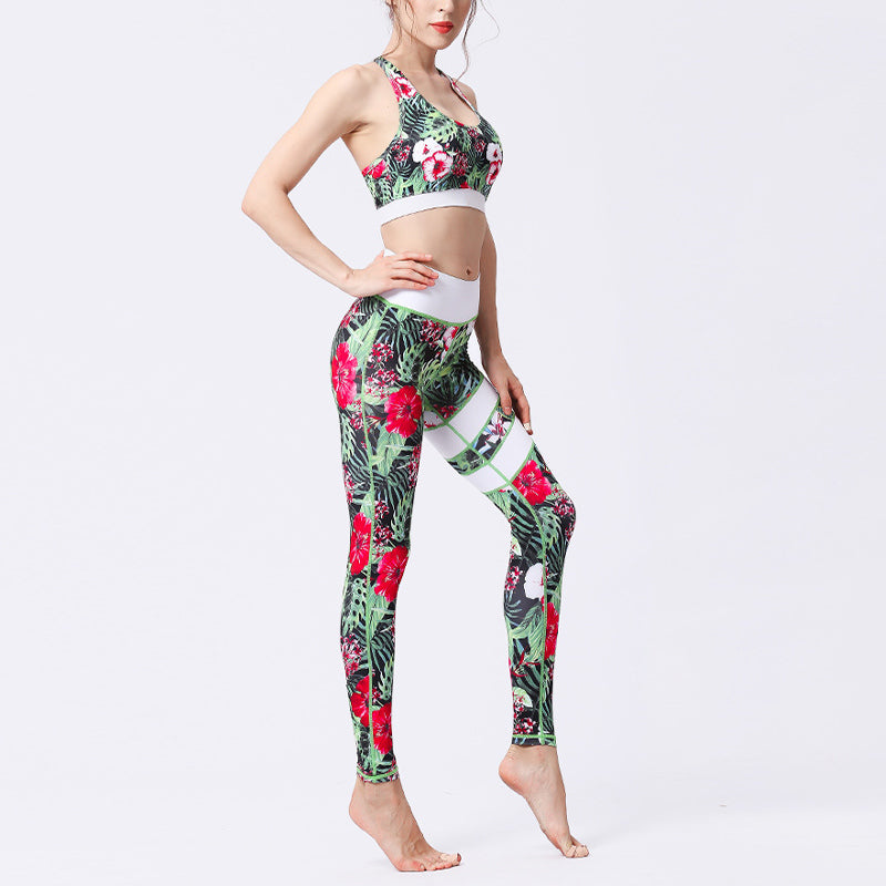 Buddha Stones 2 piezas girasol flores hojas top pantalones deportes fitness yoga mujeres yoga conjuntos - image 6