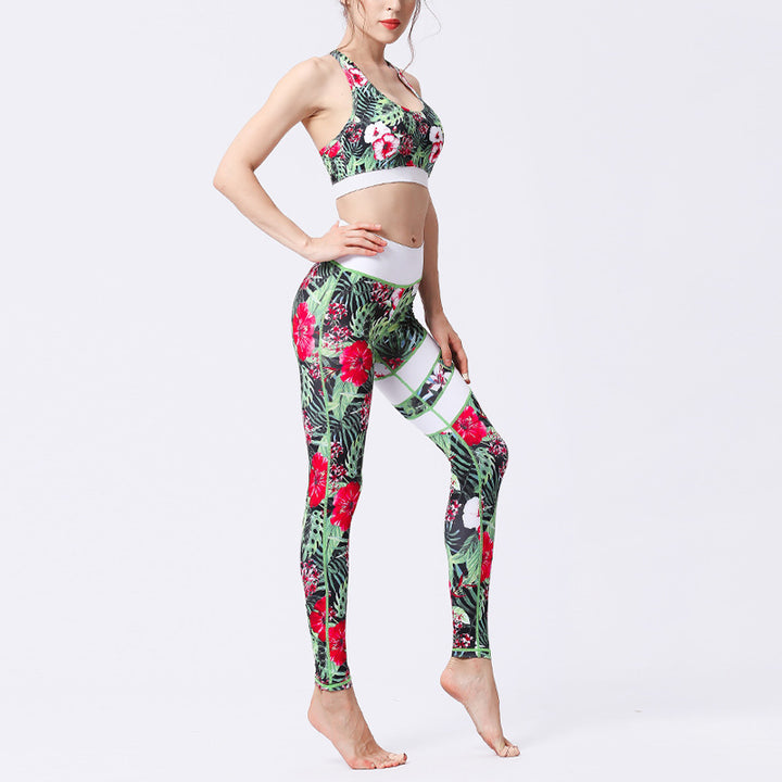 Buddha Stones 2 piezas girasol flores hojas top pantalones deportes fitness yoga mujeres yoga conjuntos - image 6