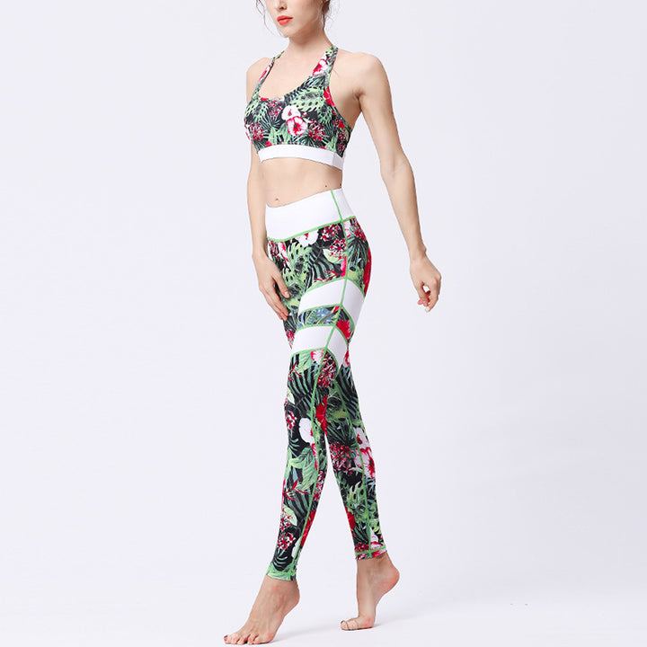 Buddha Stones 2 piezas girasol flores hojas top pantalones deportes fitness yoga mujeres yoga conjuntos - image 8