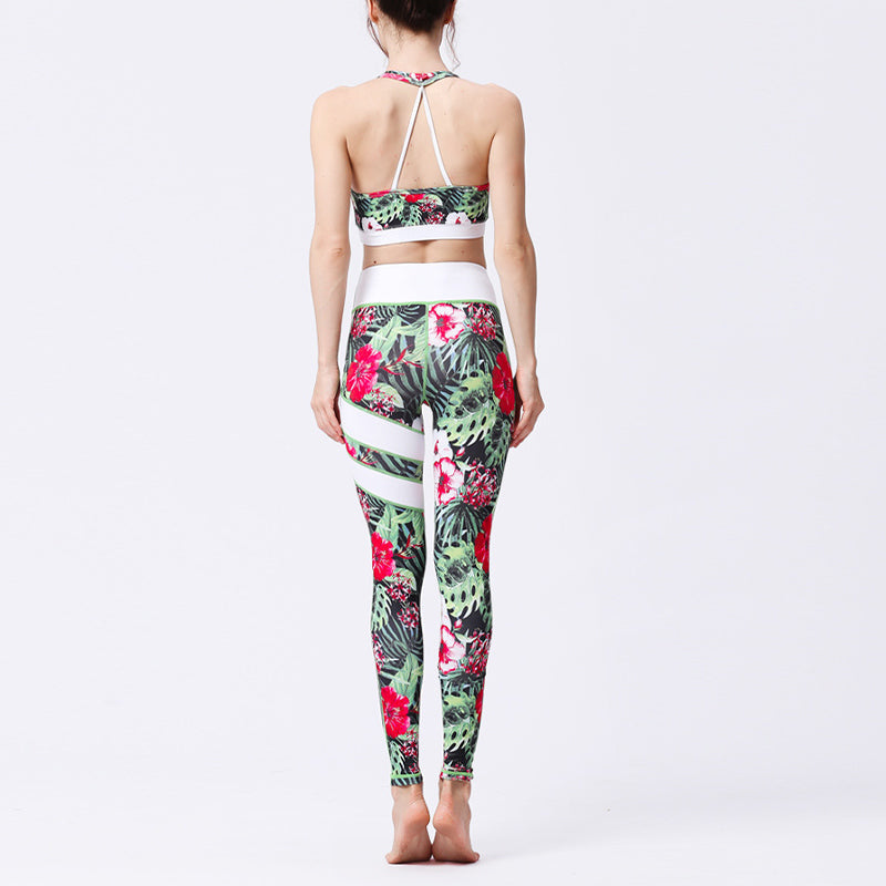 Buddha Stones 2 piezas girasol flores hojas top pantalones deportes fitness yoga mujeres yoga conjuntos - image 7