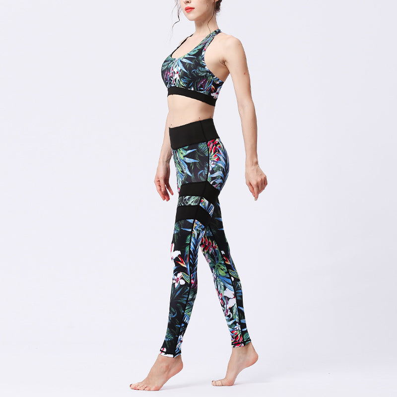 Buddha Stones 2 piezas girasol flores hojas top pantalones deportes fitness yoga mujeres yoga conjuntos - image 28
