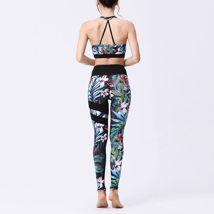 Buddha Stones 2 piezas girasol flores hojas top pantalones deportes fitness yoga mujeres yoga conjuntos - image 29