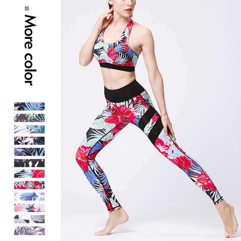 Buddha Stones 2 piezas girasol flores hojas top pantalones deportes fitness yoga mujeres yoga conjuntos - image 43