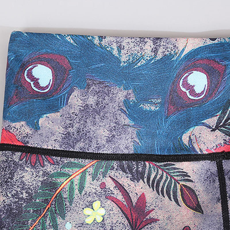 Pantalones de plumas de pavo real rojo y azul con piedras de Buddha Stones, mallas deportivas para Yoga, pantalones de Yoga para mujer - image 8