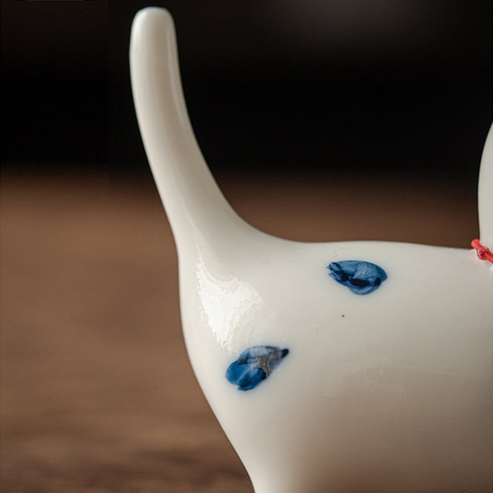 Mini gato blanco de la suerte, Buddha Stones , gatito, té, mascota, cerámica, decoración de escritorio para el hogar - image 10
