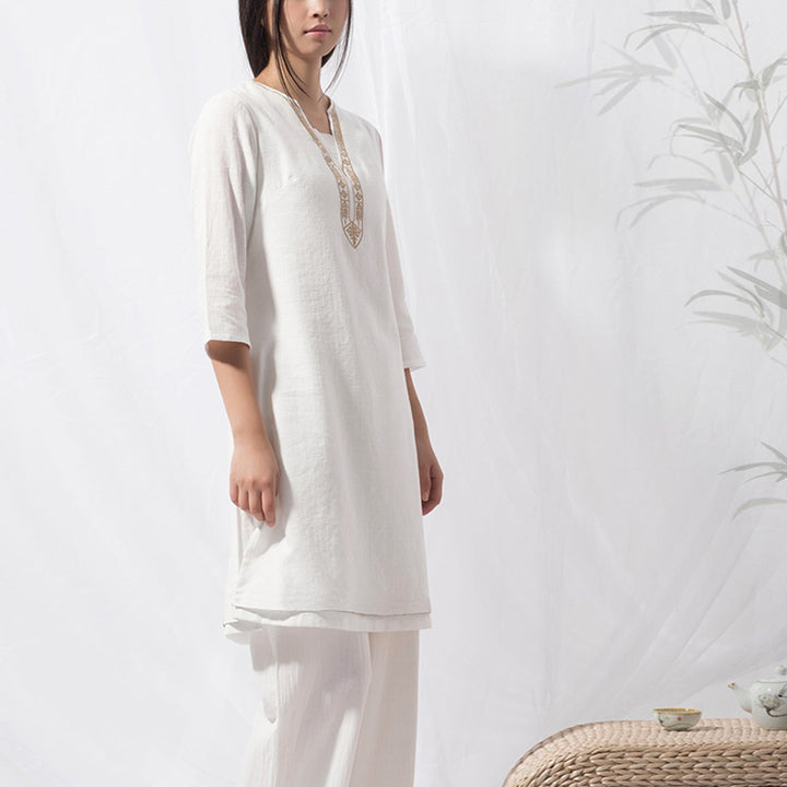 Buddha Stones 2 uds Tai Chi meditación Yoga ropa de algodón Top pantalones conjunto de mujer - image 10