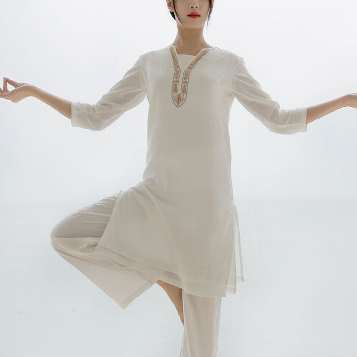 Buddha Stones 2 uds Tai Chi meditación Yoga ropa de algodón Top pantalones conjunto de mujer - image 13