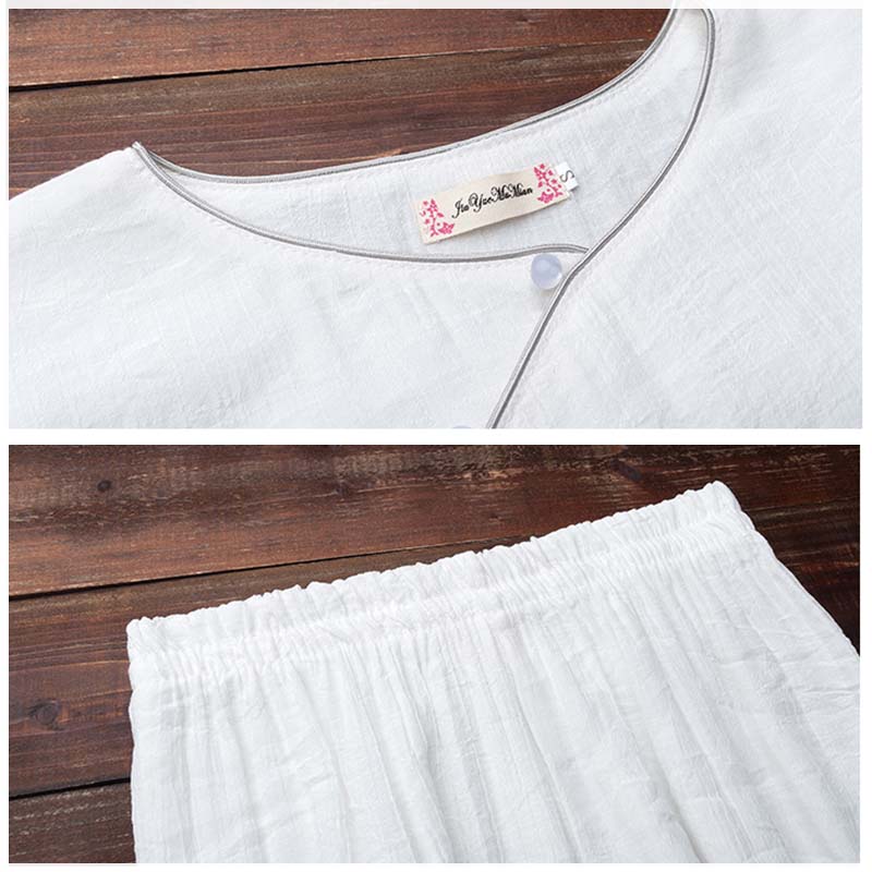 Conjunto de 2 piezas de pantalones blancos con diseño simple de Buddha Stones para meditación, yoga, zen y tai chi para mujer - image 7