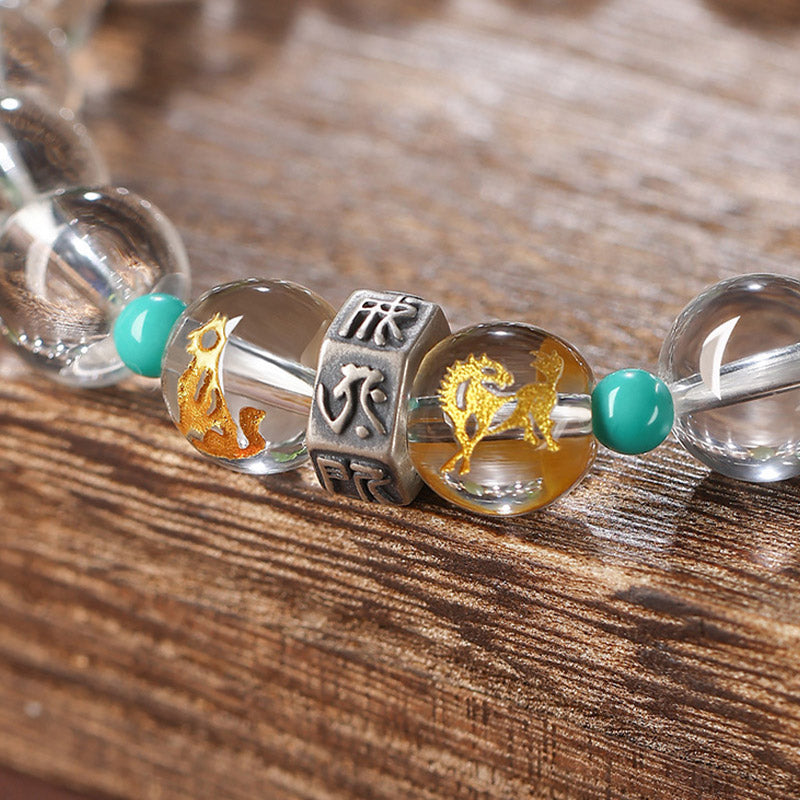 Buddha Stones de Plata de Ley 925, pulsera curativa de Jade Hetian de cristal blanco, Buda natal del zodíaco chino, grupos propicios - image 5