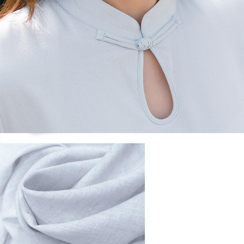 Conjunto de 2 piezas de Buddha Stones con patrón de loto para meditación de Tai Chi, Yoga, ropa de lino y algodón, pantalones superiores - image 11