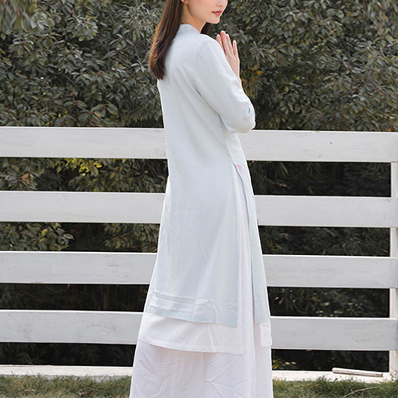 Conjunto de 2 piezas de Buddha Stones con patrón de loto para meditación de Tai Chi, Yoga, ropa de lino y algodón, pantalones superiores - image 8