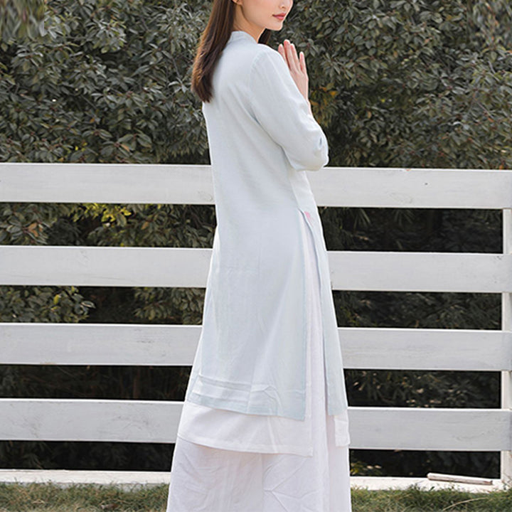 Conjunto de 2 piezas de Buddha Stones con patrón de loto para meditación de Tai Chi, Yoga, ropa de lino y algodón, pantalones superiores - image 8