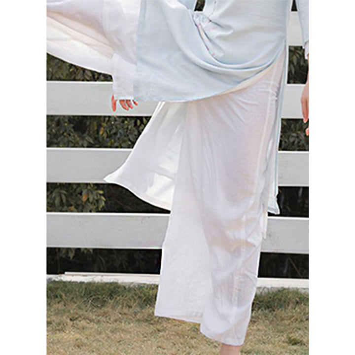 Conjunto de 2 piezas de Buddha Stones con patrón de loto para meditación de Tai Chi, Yoga, ropa de lino y algodón, pantalones superiores - image 14