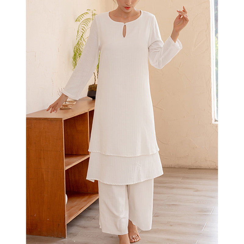 Conjunto de 2 piezas de Buddha Stones, diseño Simple, Tai Chi, meditación, Yoga, ropa, pantalones superiores, conjunto para mujer