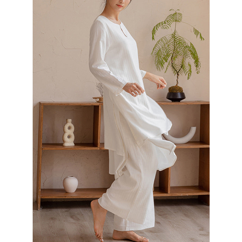 Conjunto de 2 piezas de Buddha Stones, diseño Simple, Tai Chi, meditación, Yoga, ropa, pantalones superiores, conjunto para mujer