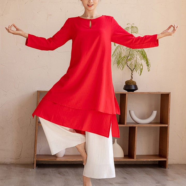 Conjunto de 2 piezas de Buddha Stones, diseño Simple, Tai Chi, meditación, Yoga, ropa, pantalones superiores, conjunto para mujer