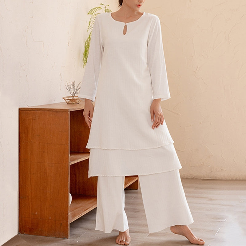 Conjunto de 2 piezas de Buddha Stones, diseño Simple, Tai Chi, meditación, Yoga, ropa, pantalones superiores, conjunto para mujer