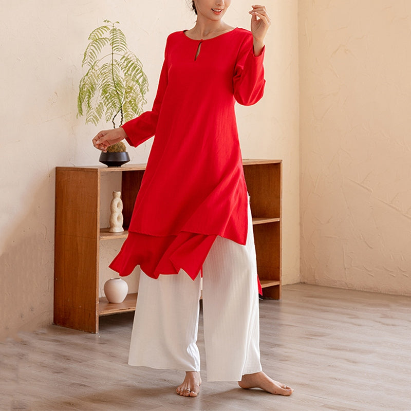 Conjunto de 2 piezas de Buddha Stones, diseño Simple, Tai Chi, meditación, Yoga, ropa, pantalones superiores, conjunto para mujer