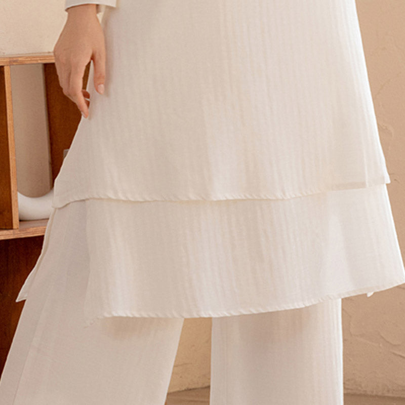 Conjunto de 2 piezas de Buddha Stones, diseño Simple, Tai Chi, meditación, Yoga, ropa, pantalones superiores, conjunto para mujer