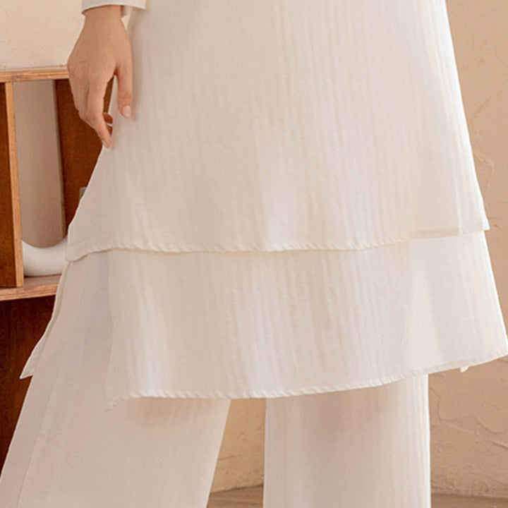Conjunto de 2 piezas de Buddha Stones, diseño Simple, Tai Chi, meditación, Yoga, ropa, pantalones superiores, conjunto para mujer