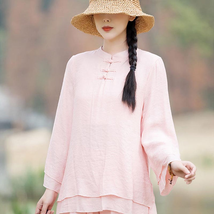 Conjunto de 2 piezas de ropa de lino y algodón con Buddha Stones para mujer, pantalones superiores con diseño liso, meditación, Yoga, Zen, Tai Chi - image 5