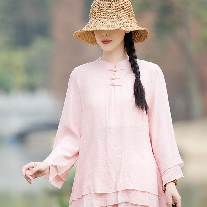 Conjunto de 2 piezas de ropa de lino y algodón con Buddha Stones para mujer, pantalones superiores con diseño liso, meditación, Yoga, Zen, Tai Chi - image 13