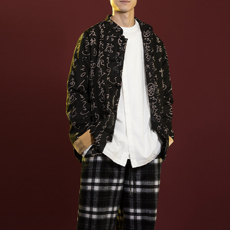 Ropa de caligrafía china con Buddha Stones, chaqueta, abrigo, traje Tang, ropa para hombre - image 1