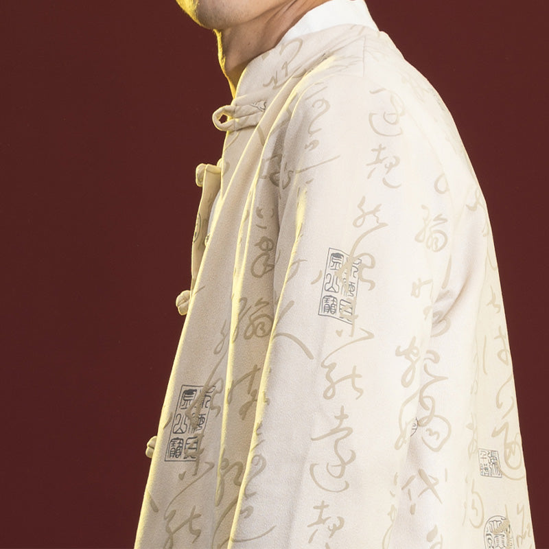 Ropa de caligrafía china con Buddha Stones, chaqueta, abrigo, traje Tang, ropa para hombre - image 8