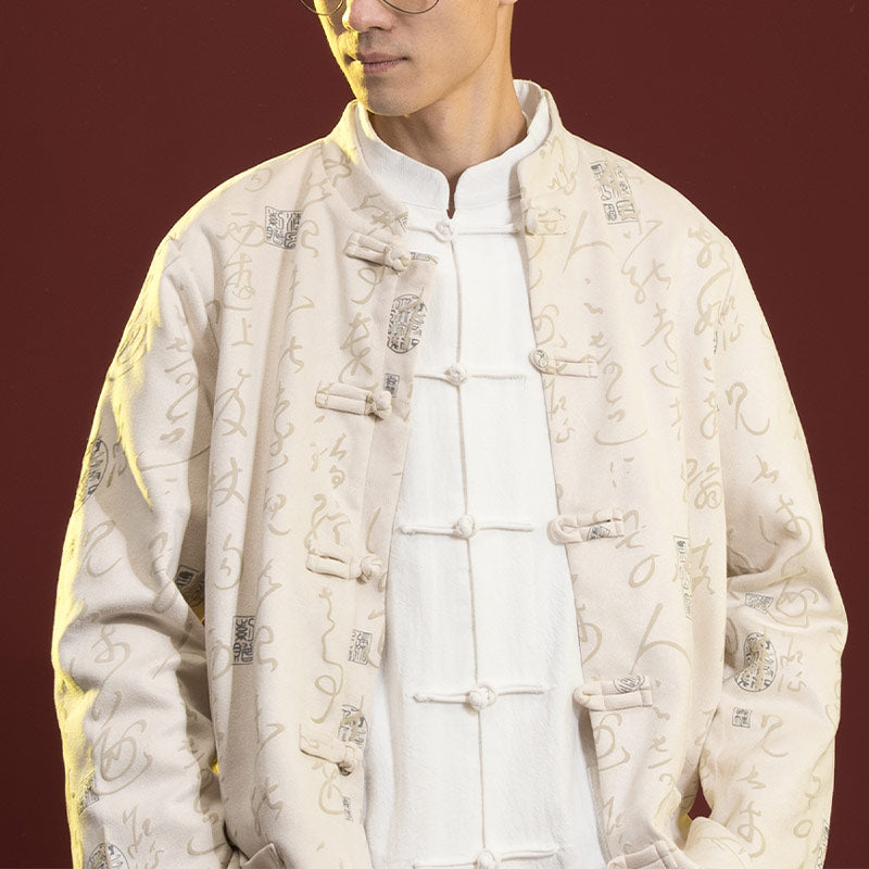 Ropa de caligrafía china con Buddha Stones, chaqueta, abrigo, traje Tang, ropa para hombre - image 7